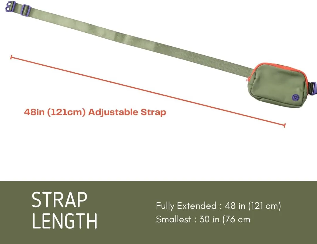 Rubina Anywhere Belt Bag | Crossbody Bag for Women | Unisex Hip Waist Pack for Hiking, Workout, Running, Traveling, Festivals | Chest Bag | Adjustable Strap | Evergreen (Olive/Orange)
