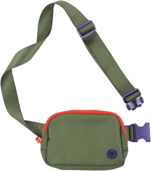 Rubina Anywhere Belt Bag | Crossbody Bag for Women | Unisex Hip Waist Pack for Hiking, Workout, Running, Traveling, Festivals | Chest Bag | Adjustable Strap | Evergreen (Olive/Orange)
