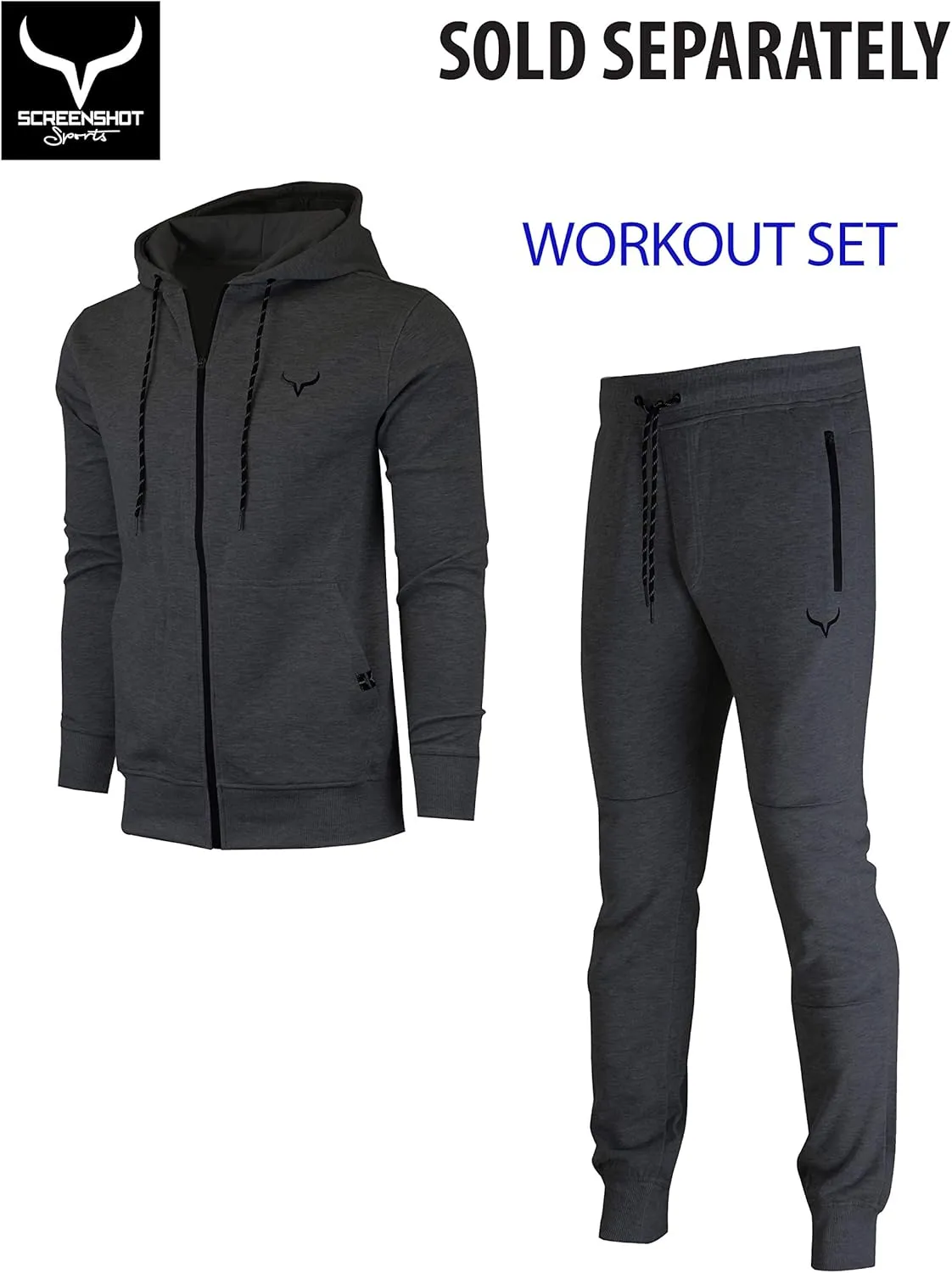 SCREENSHOT Sports Men's Gym Workout Full-Zip Hooded Active Sweatshirt