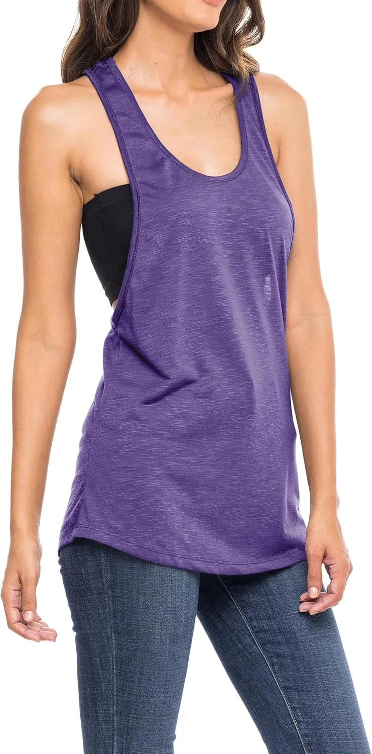 Sexy Basics Womens 6 Pack Active Sport Wide Arm-Hole Loose Fit Work Out Racer Back Tank Tops