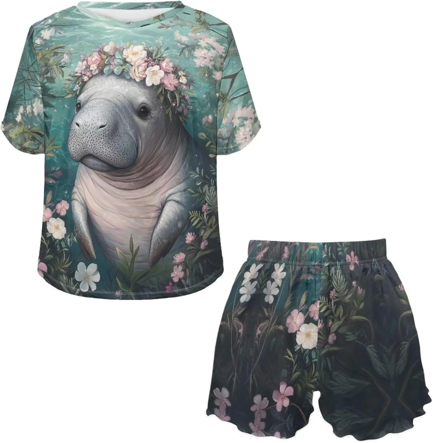 Short Sleeve Pajama Set for Women 2 Piece Womens Pajamas Shorts and Shirts Ladies Pjs Sets