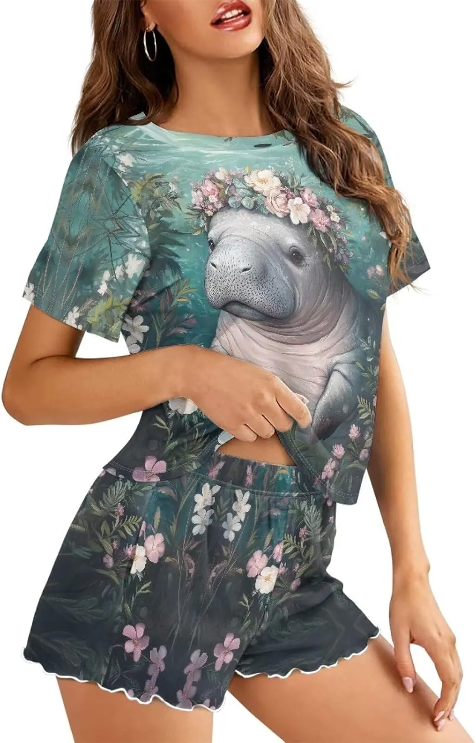 Short Sleeve Pajama Set for Women 2 Piece Womens Pajamas Shorts and Shirts Ladies Pjs Sets