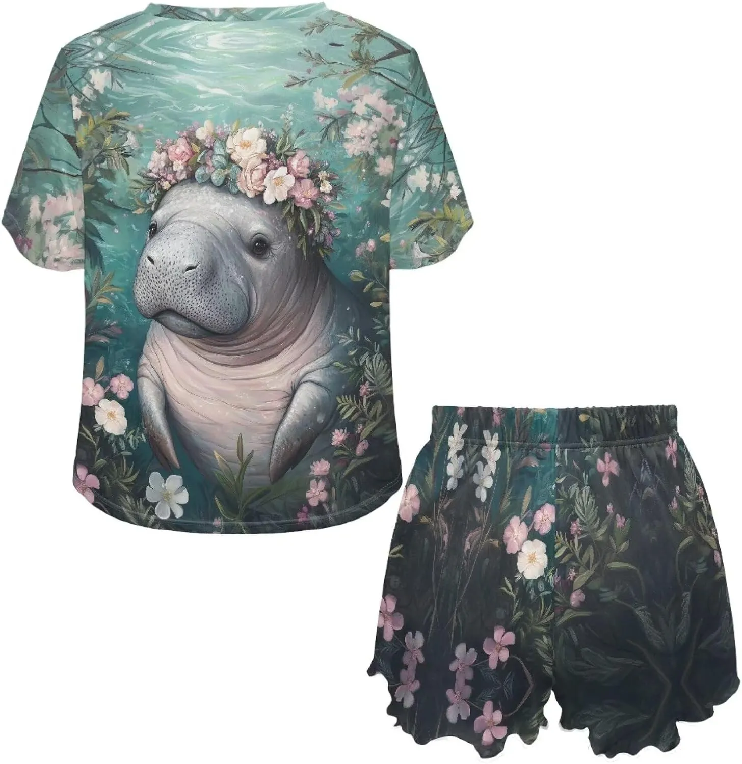 Short Sleeve Pajama Set for Women 2 Piece Womens Pajamas Shorts and Shirts Ladies Pjs Sets