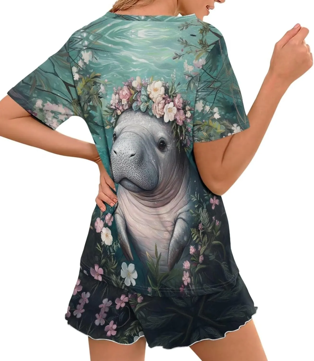 Short Sleeve Pajama Set for Women 2 Piece Womens Pajamas Shorts and Shirts Ladies Pjs Sets