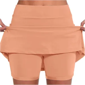 Skorts for Woman High Waisted Stretch Slimming Athletic Yoga Tummy Control Shorts Running Gym Workout Skirt with Pockets