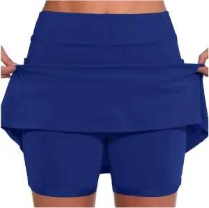 Skorts for Woman High Waisted Stretch Slimming Athletic Yoga Tummy Control Shorts Running Gym Workout Skirt with Pockets