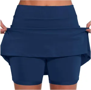 Skorts for Woman High Waisted Stretch Slimming Athletic Yoga Tummy Control Shorts Running Gym Workout Skirt with Pockets