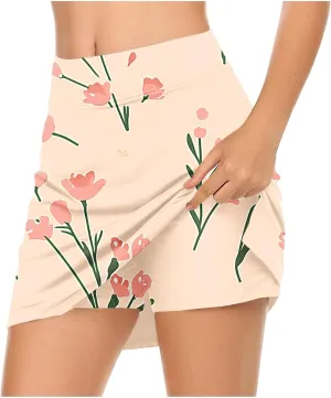 Skorts for Women Dressy Casual Floral Printed Skirts Summer High Waisted Shorts Skort Ladies Athletic Tennis Clothes