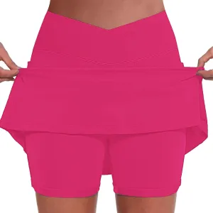 Skorts for Women with Pockets High Waist Tummy Control Yoga Shorts Dressy Casual Athletic Tennis Mini Short Skirts