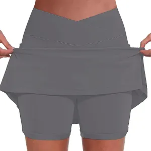 Skorts for Women with Pockets High Waist Tummy Control Yoga Shorts Dressy Casual Athletic Tennis Mini Short Skirts