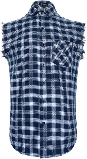 Sleeveless Plaid Front Shirt for Men,Cowboy Button Down Shirts