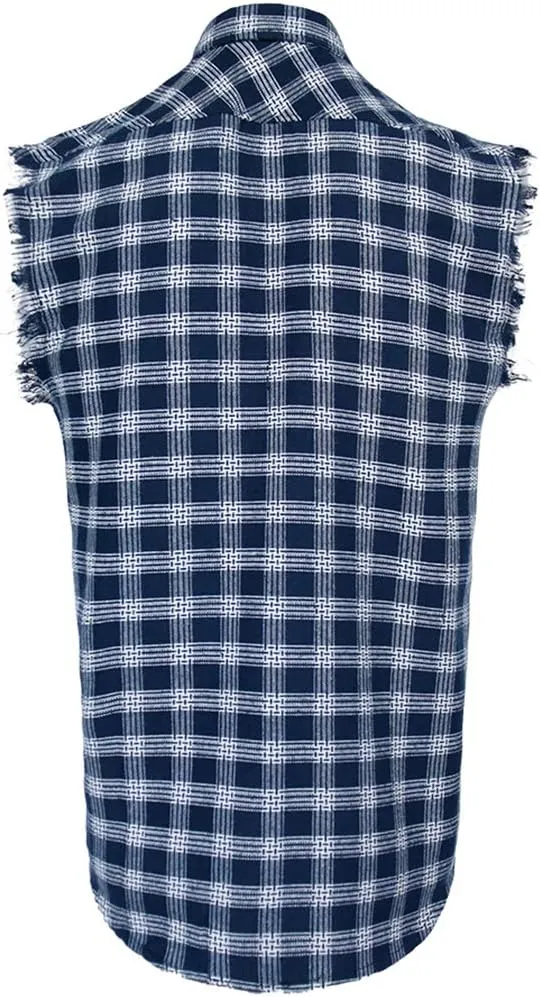 Sleeveless Plaid Front Shirt for Men,Cowboy Button Down Shirts
