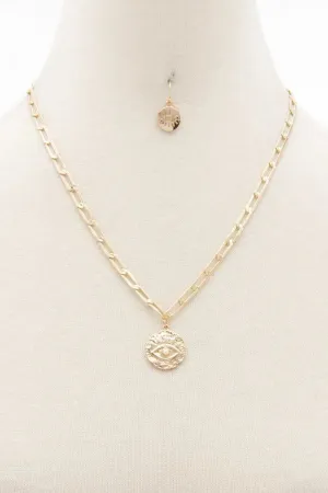 Sodajo Eye Coin Oval Link Necklace
