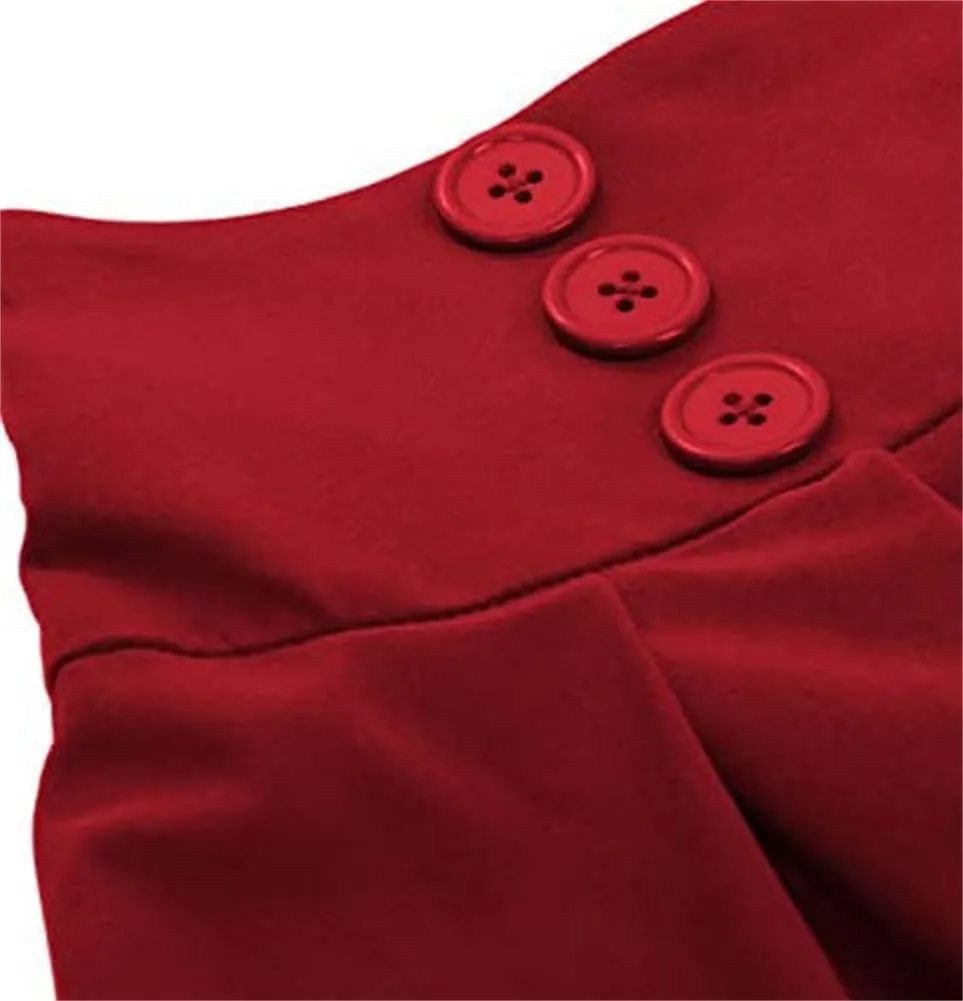 Sorrica Women's Vintage Flared A line Skirt High Waist Pleated Midi Skirt with Pocket