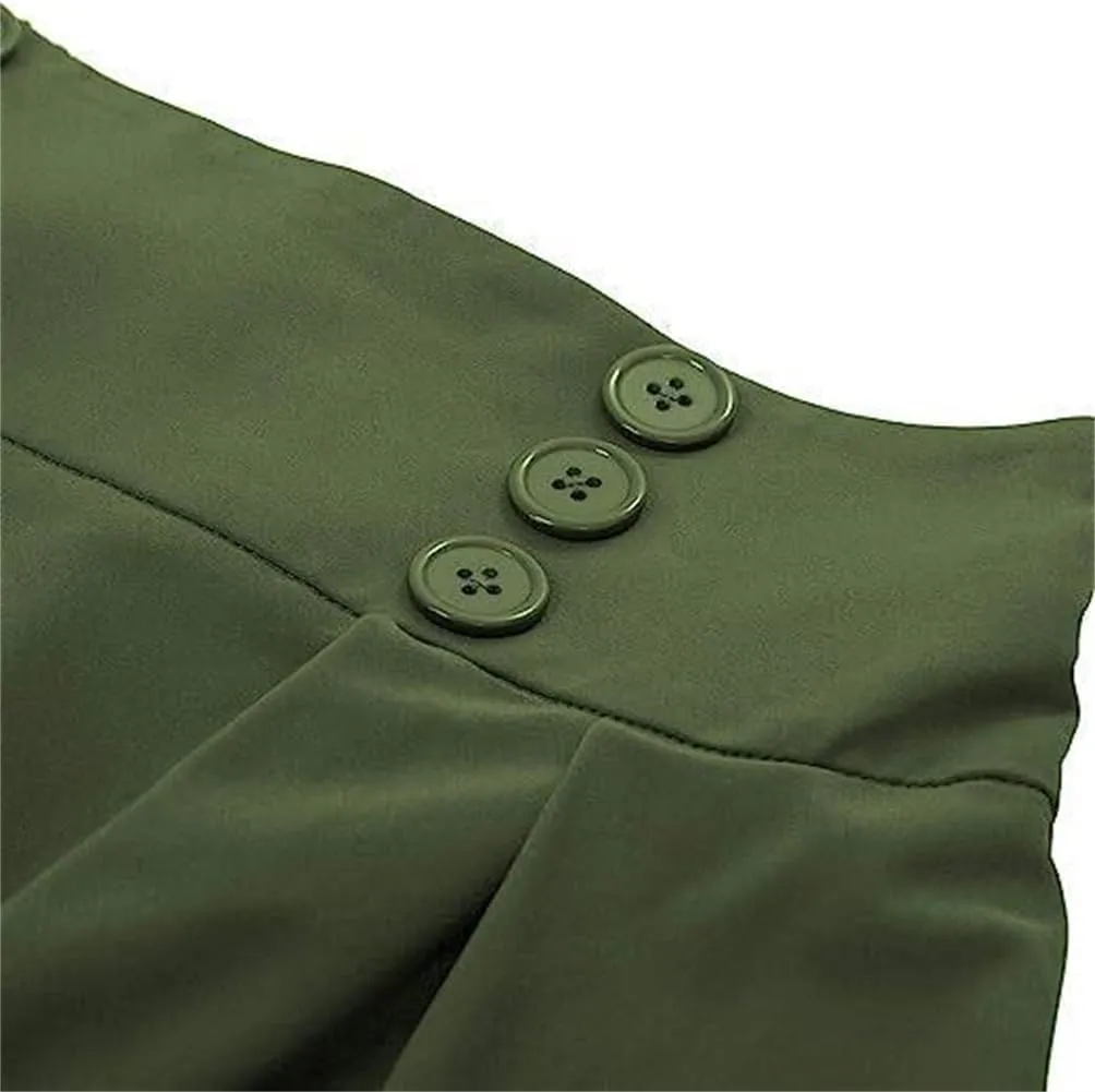 Sorrica Women's Vintage Flared A line Skirt High Waist Pleated Midi Skirt with Pocket