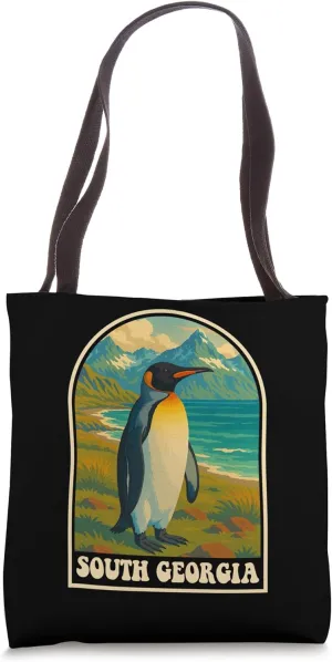 South Georgia Penguin Coastal Wildlife Vintage Art Tote Bag