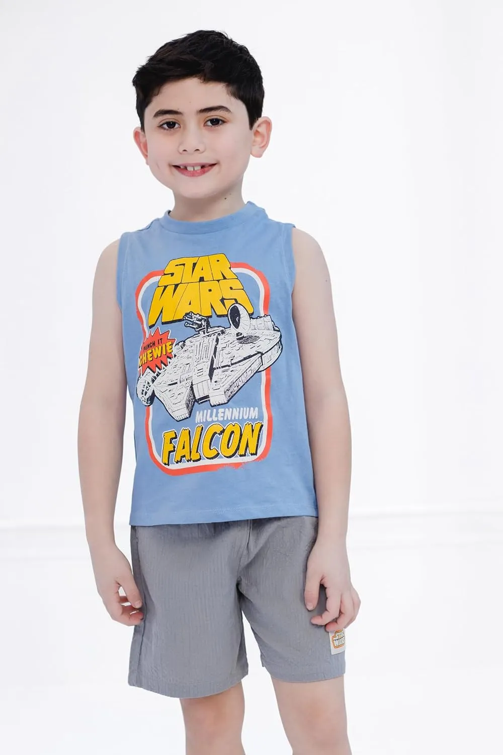 STAR WARS Millennium Falcon Tank Top and Shorts Outfit Set Toddler to Big Kid Sizes (4T - 18-20)