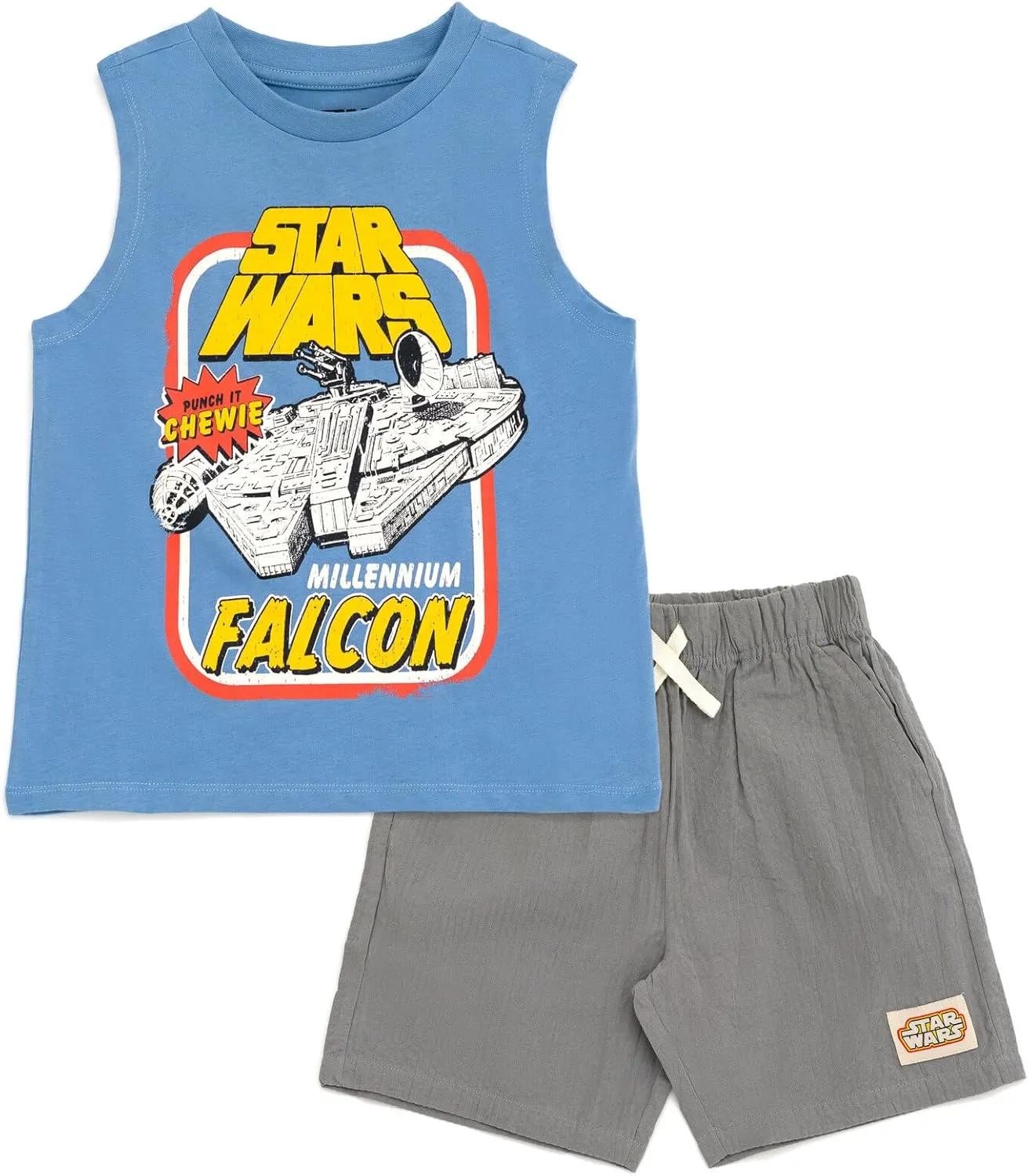 STAR WARS Millennium Falcon Tank Top and Shorts Outfit Set Toddler to Big Kid Sizes (4T - 18-20)