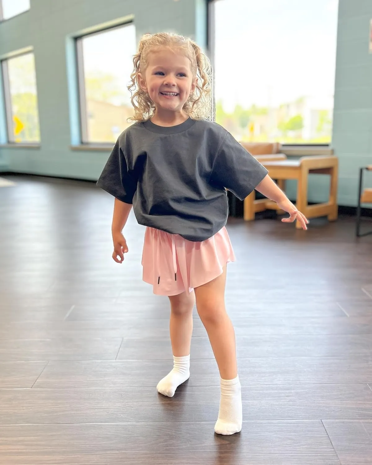 Stelle Girls Flowy Shorts with Pockets Athletic Running Skirt High Waist Butterfly 2 in 1 Sports Short 5-16 Years