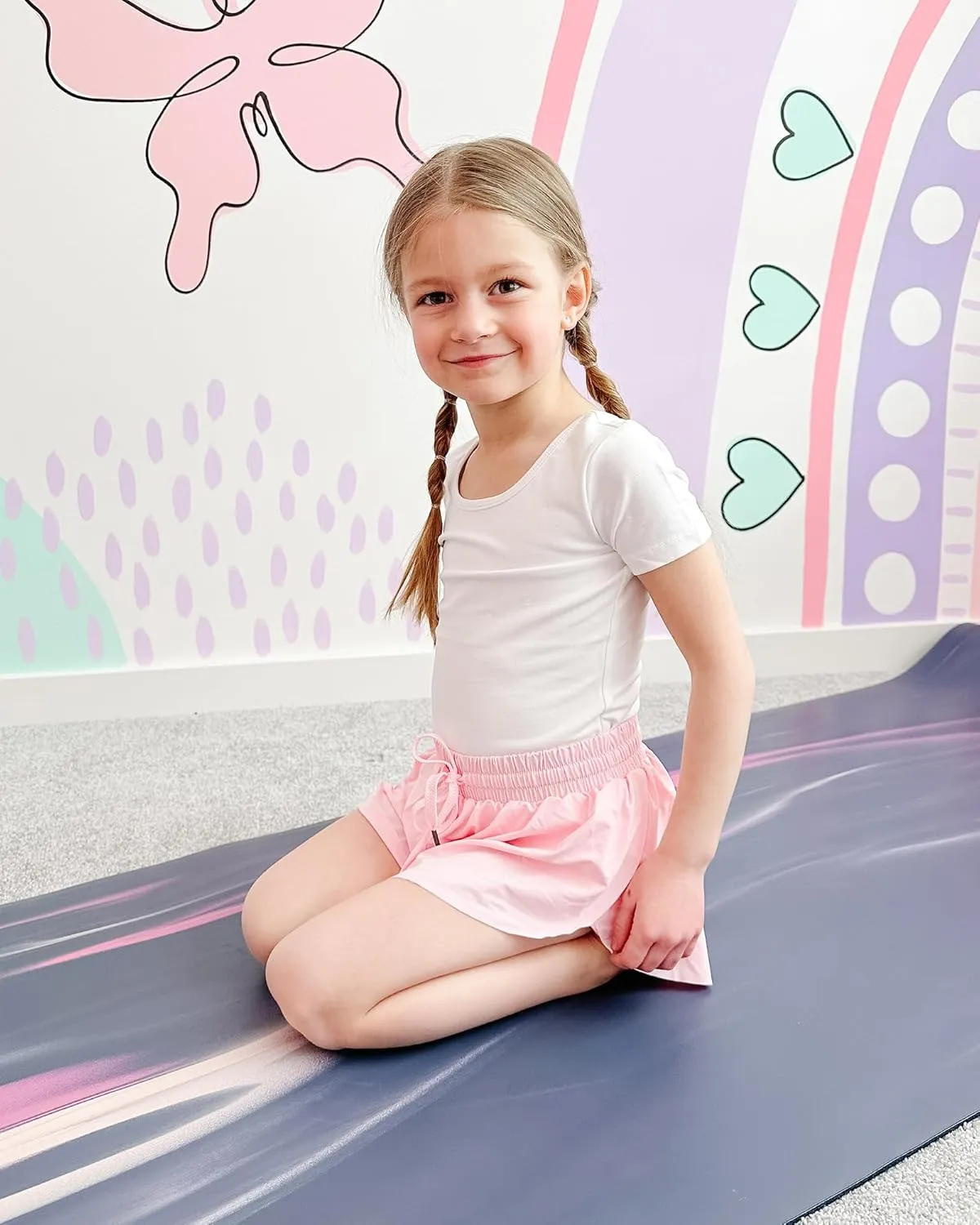 Stelle Girls Flowy Shorts with Pockets Athletic Running Skirt High Waist Butterfly 2 in 1 Sports Short 5-16 Years