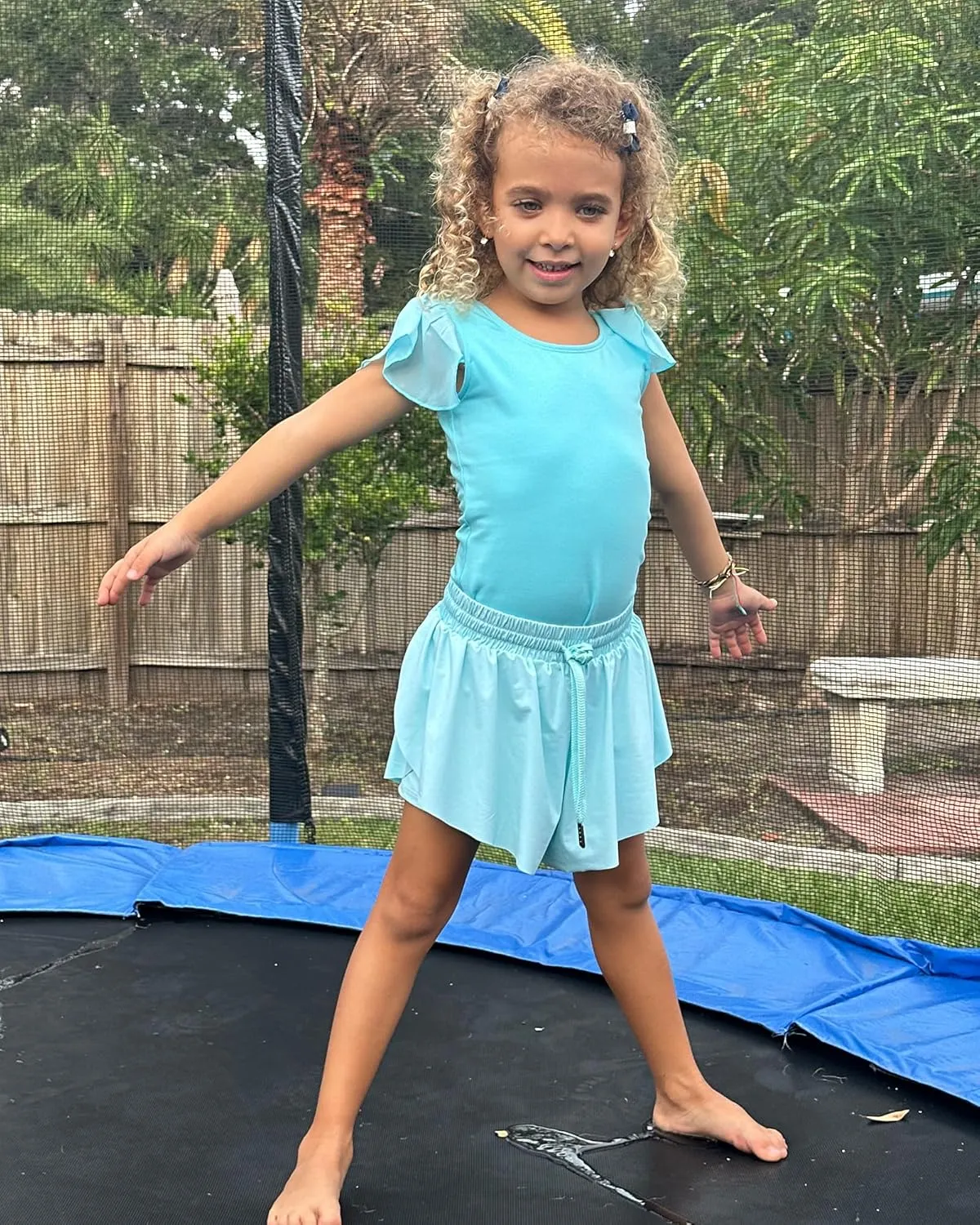 Stelle Girls Flowy Shorts with Pockets Athletic Running Skirt High Waist Butterfly 2 in 1 Sports Short 5-16 Years