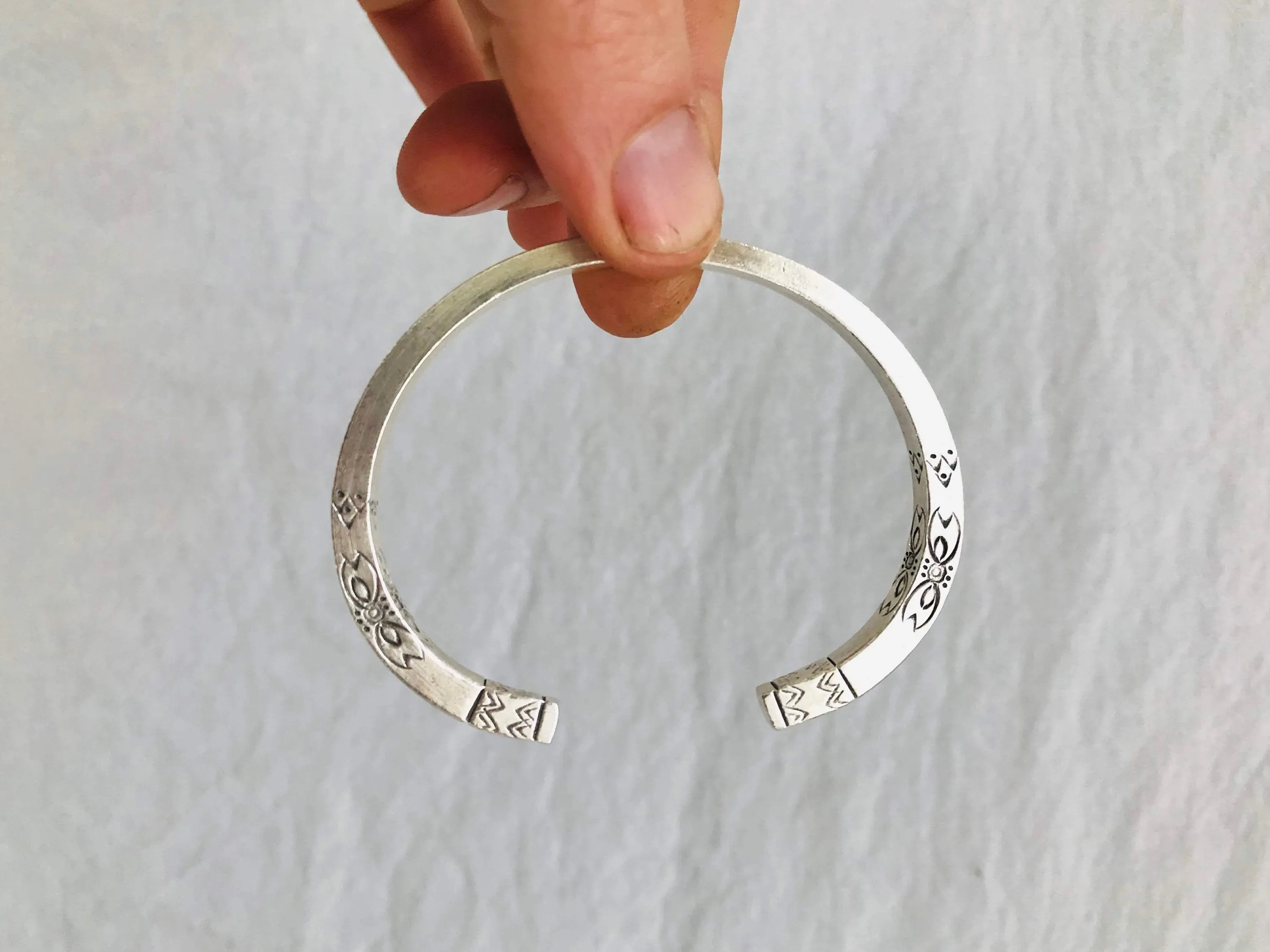 Sterling Silver Bangle from the Karen Hill Tribe of Thailand