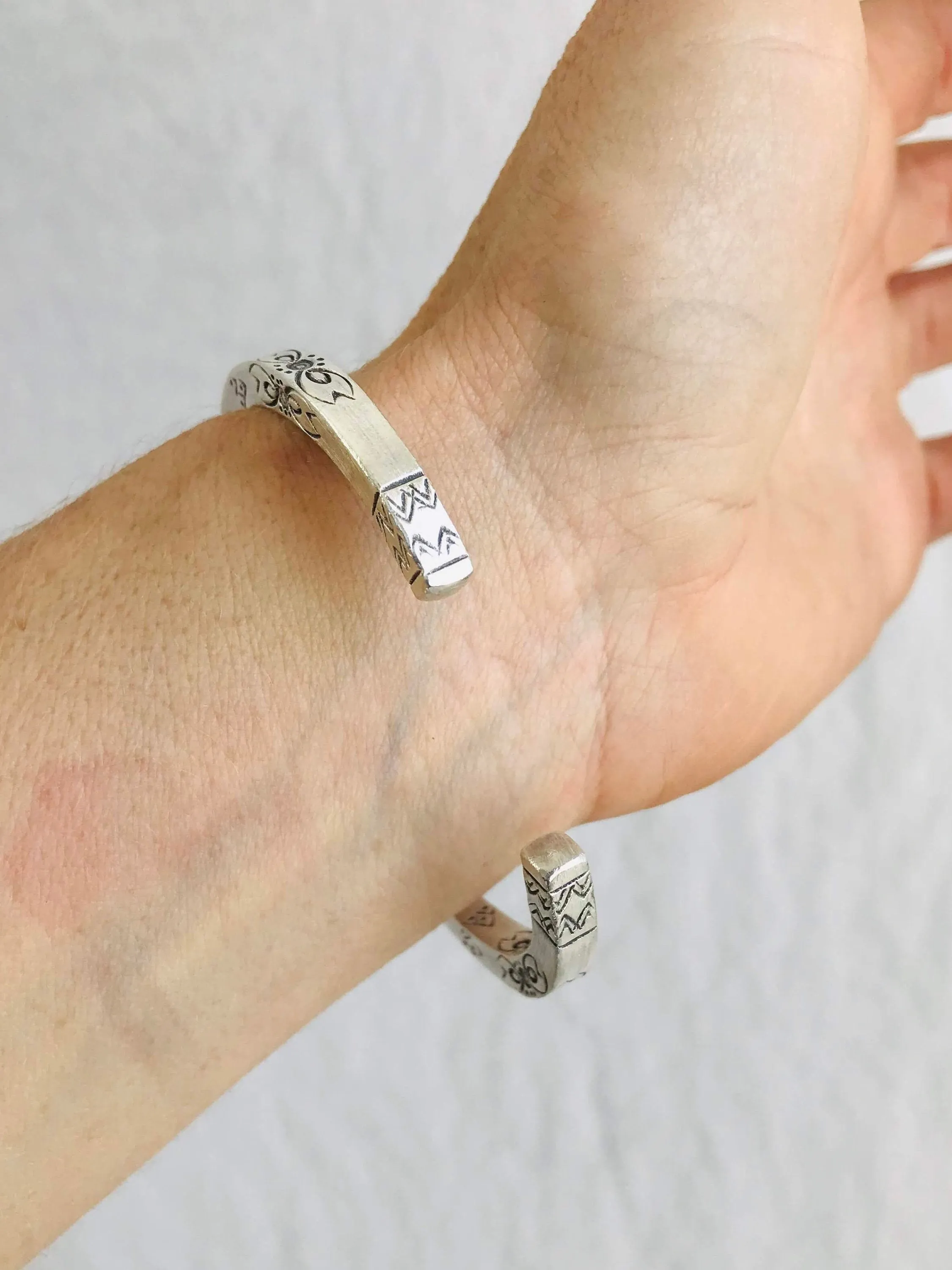 Sterling Silver Bangle from the Karen Hill Tribe of Thailand