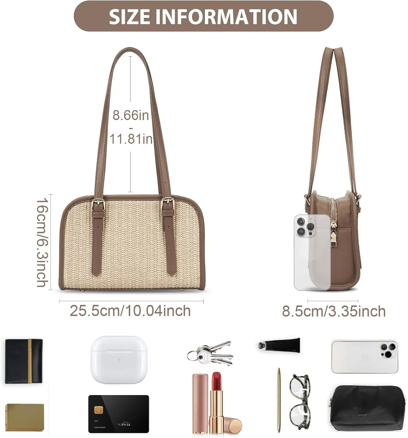 Straw Shoulder Bag for Women Woven Beach Purse Summer Straw Bags for Women