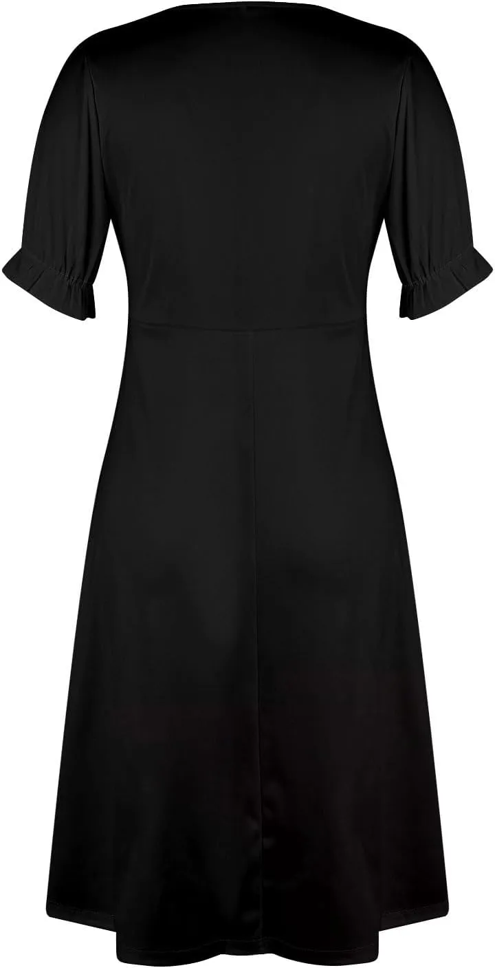 Summer Dresses Women Puff Sleeve Wrap Midi Dresses for Women Summer Womens Dresses Casual