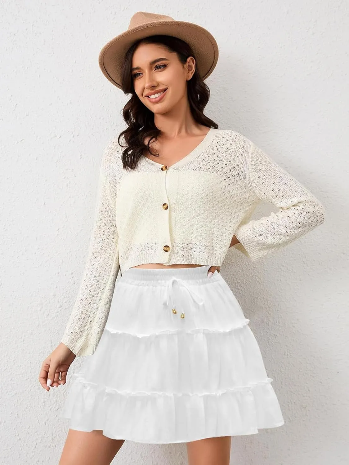 Summer Flowy Shorts for Women Casual Boho Skorts Floral Ruffled Tiered High Waist Mini Skirts 2025 Tennis Golf