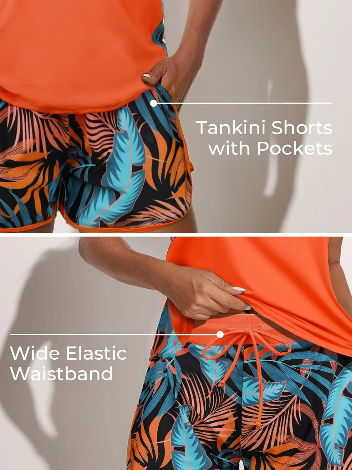 Summer Mae Blouson Tankini Swimsuits for Women 2025 Tummy Control Two Piece Bathing Suits with Sporty Pockets Swim Shorts