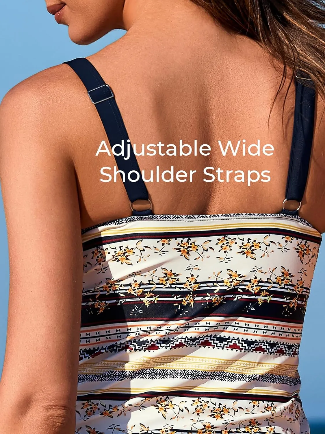Summer Mae Color Block Tankini Swimsuits for Women 2025 with Side Pockets Sporty Swim Shorts Two Piece Bathing Suits