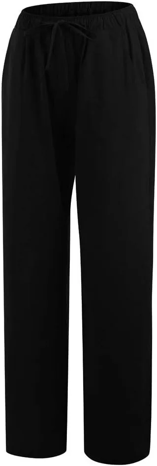 Summer Pants for Women Solid Color Casual Cotton Linen Pants 2025 Vacation Outfits Baggy Drawstring Trousers