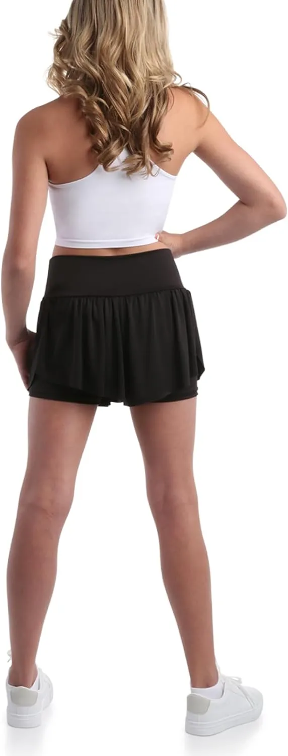 Sweet Hearts Girls Active Skort - 2 Pack Flowy Butterfly Shorts with Spandex Lining - Athletic Skirt for Girls, Made in USA