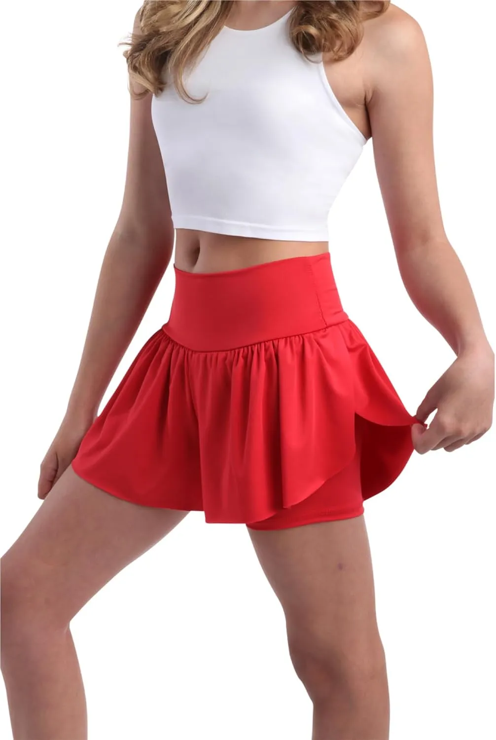 Sweet Hearts Girls Active Skort - 2 Pack Flowy Butterfly Shorts with Spandex Lining - Athletic Skirt for Girls, Made in USA