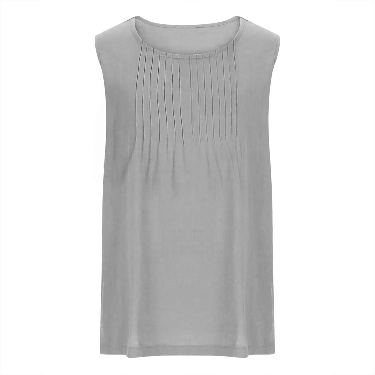 Tank Tops for Women 2025 Plus Size Pleated Side Split Camisole Tank Tops Summer Fashion Crew Neck Sleeveless Vest