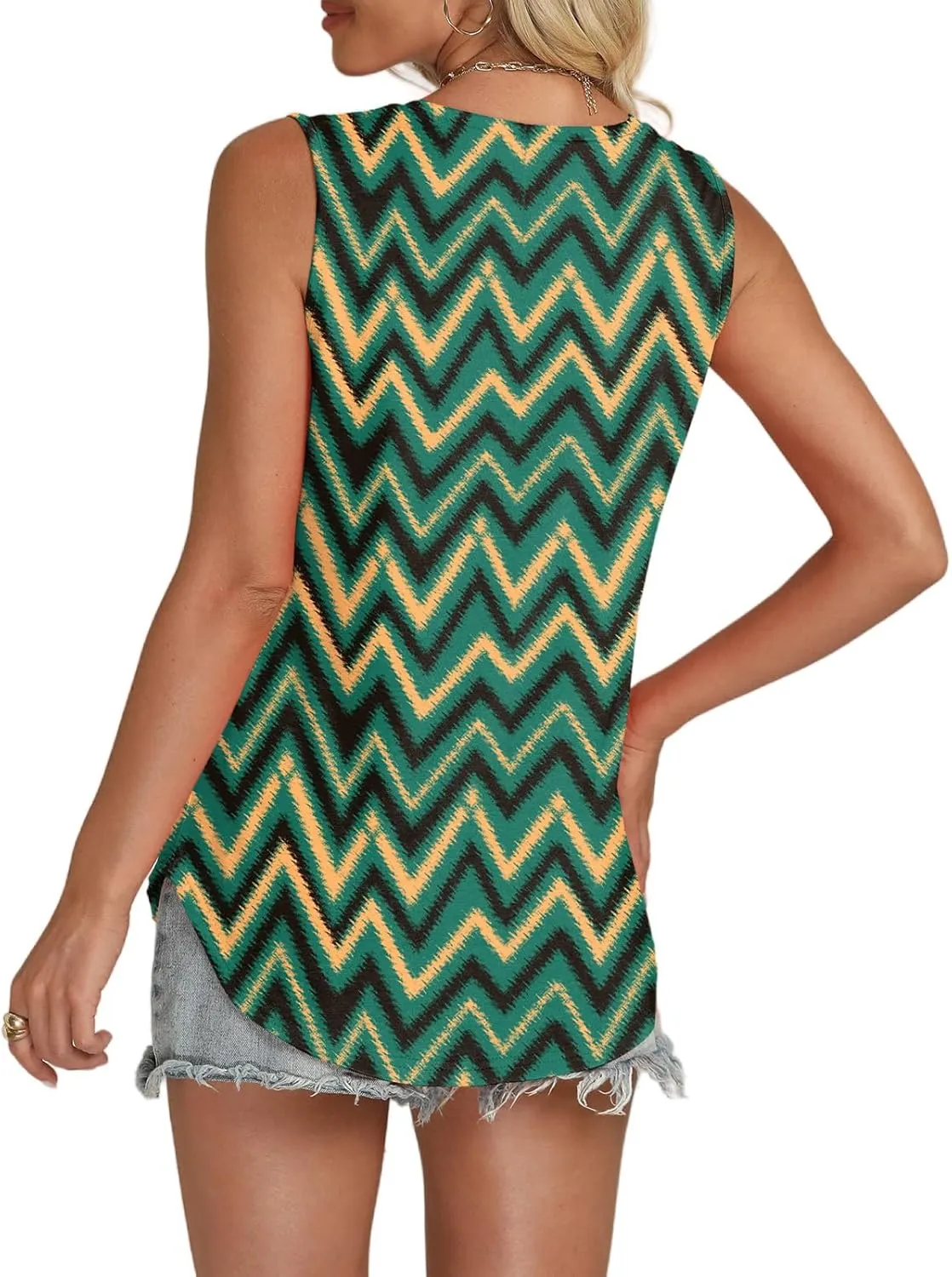 Tank-Tops-for-Women 2025 Summer Pleated Sleeveless Casual Loose Fit V Neck Tunics Dressy Flowy Shirts
