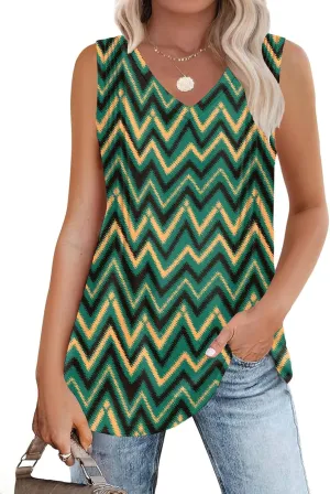 Tank-Tops-for-Women 2025 Summer Pleated Sleeveless Casual Loose Fit V Neck Tunics Dressy Flowy Shirts