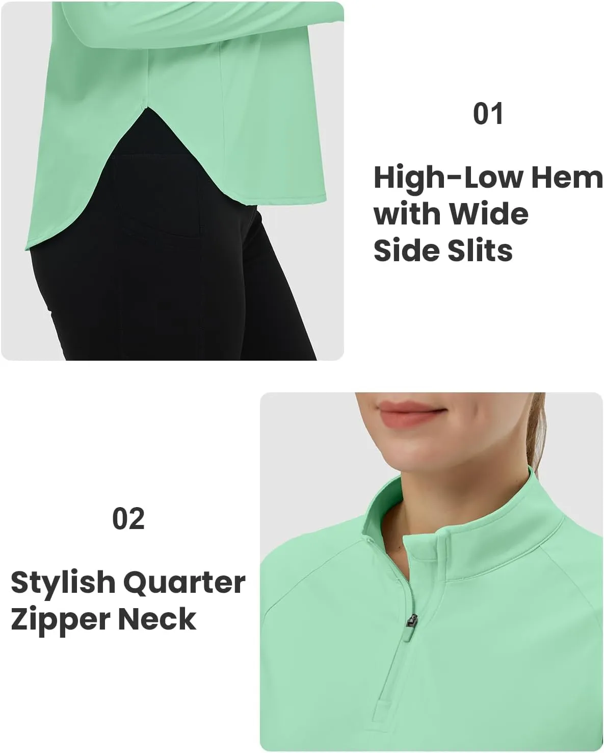 TBMPOY Women's Sun Shirt 1/4 Zipper Long Sleeve UPF 50  Sun Protection Clothing UV SPF Hiking Outdoor