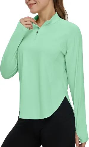 TBMPOY Women's Sun Shirt 1/4 Zipper Long Sleeve UPF 50  Sun Protection Clothing UV SPF Hiking Outdoor