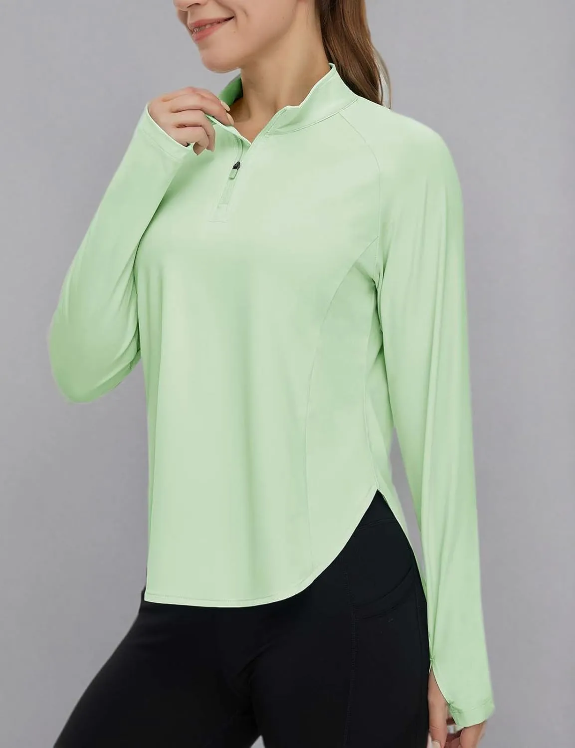 TBMPOY Women's Sun Shirt 1/4 Zipper Long Sleeve UPF 50  Sun Protection Clothing UV SPF Hiking Outdoor