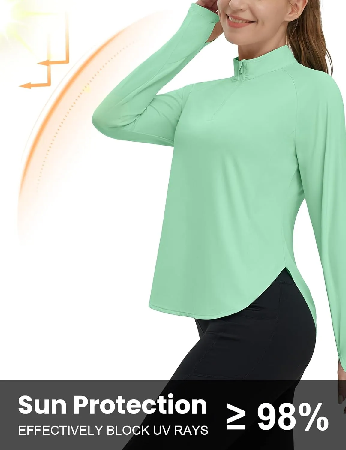 TBMPOY Women's Sun Shirt 1/4 Zipper Long Sleeve UPF 50  Sun Protection Clothing UV SPF Hiking Outdoor
