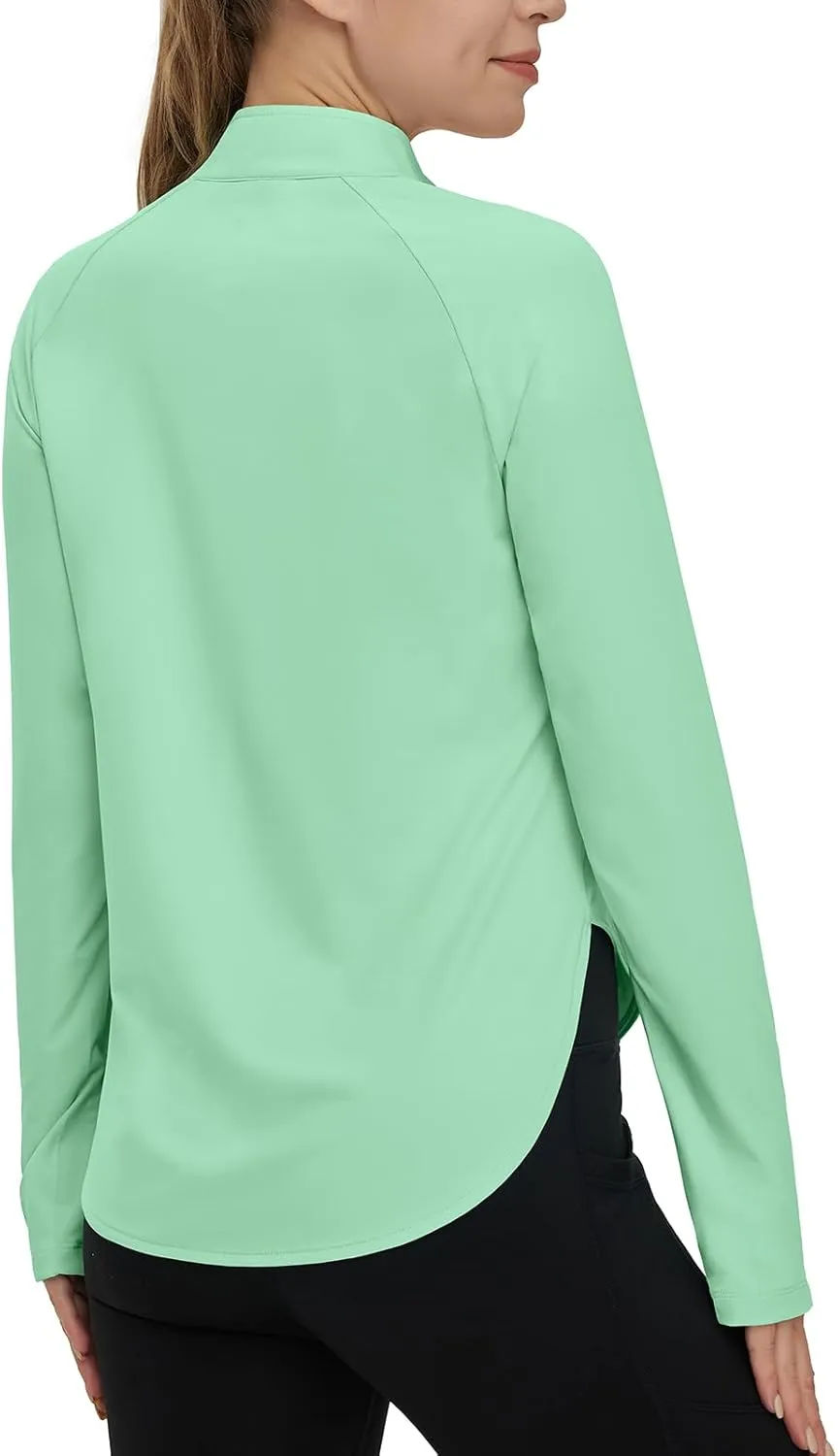 TBMPOY Women's Sun Shirt 1/4 Zipper Long Sleeve UPF 50  Sun Protection Clothing UV SPF Hiking Outdoor