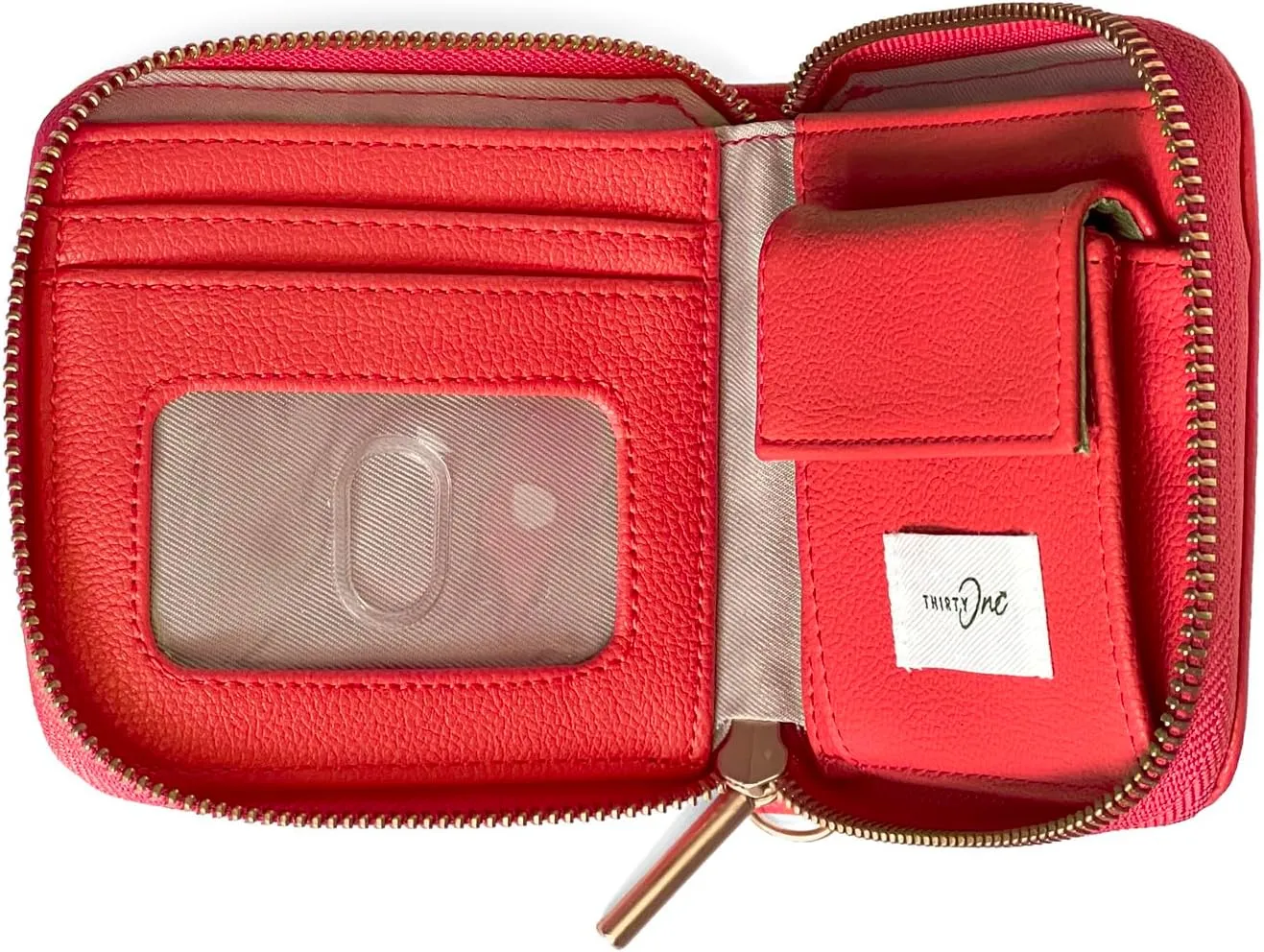THIRTY-ONE Gifts Mini All About the Benjamins Wallet, Mini Card Wallet for Women, Small Zipper Wallet with Bill Slot, Coastal Red