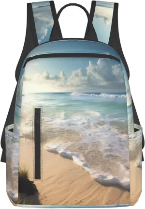 Travel Backpack Serene Coastal Laptop Backpack Lightweight Computer Bag Gift for Women Men Hiking Daypack