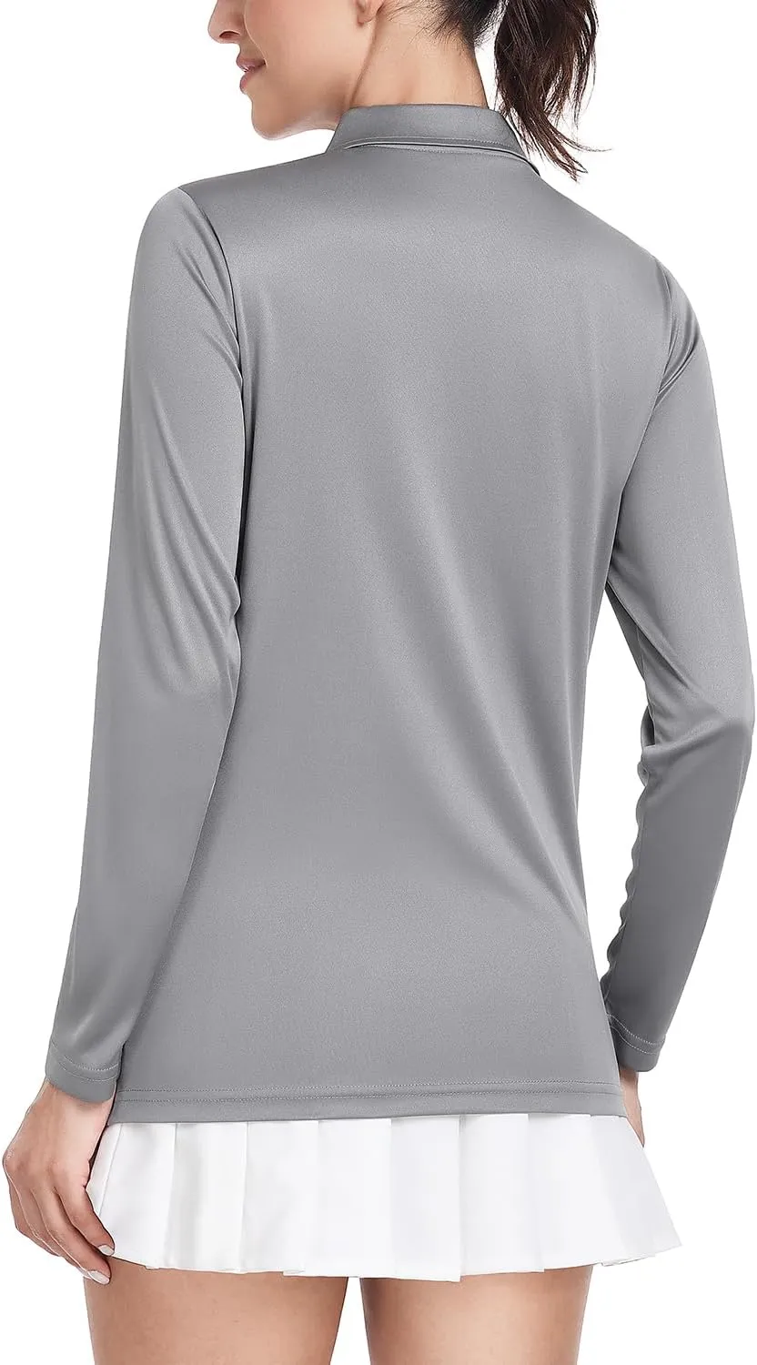 Ullnoy Lightweight Golf Shirts for Women Moisture Wicking Long Sleeve Polo Shirt Women Quick Dry Activewear Golf Tops Pack