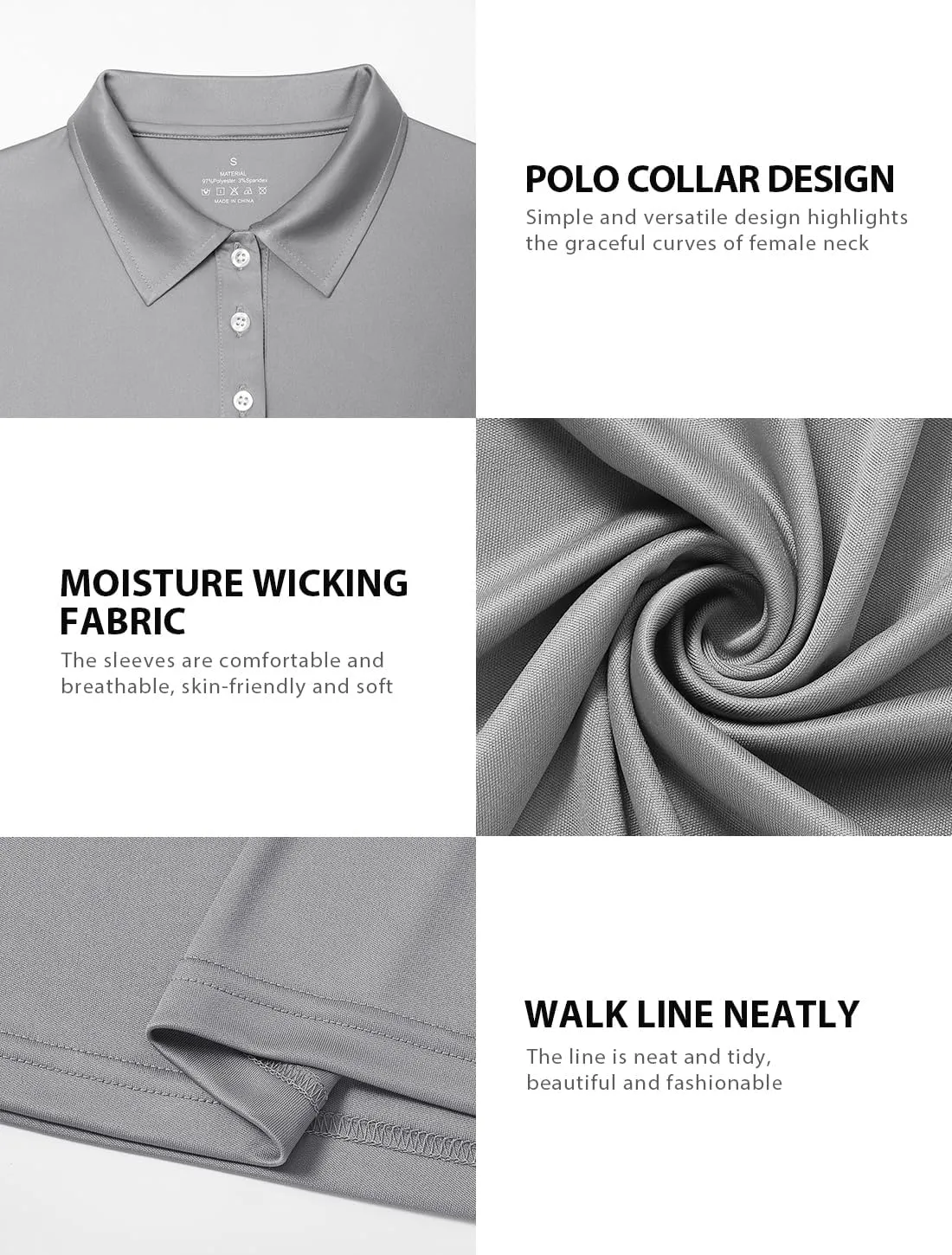 Ullnoy Lightweight Golf Shirts for Women Moisture Wicking Long Sleeve Polo Shirt Women Quick Dry Activewear Golf Tops Pack