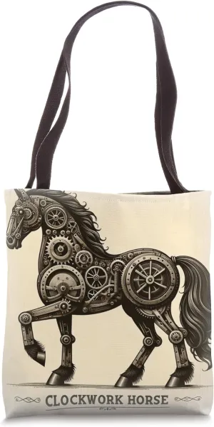 Vintage Steampunk Essential Scifi Clockwork Horse Graphic Tote Bag