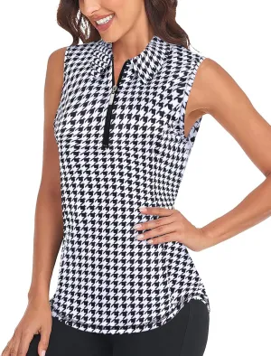Viracy Womens Sleeveless Golf Polo Shirts Zip Up Sun Protection Work Out Tank Tops Lightweight Fast Dry for Tennis, Casual