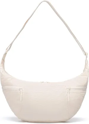 VONAL Nylon Crossbody Bag for Women, Lightweight Shoulder Purse with Zipper, Trendy Crescent Sling Bag with Adjustable Stap